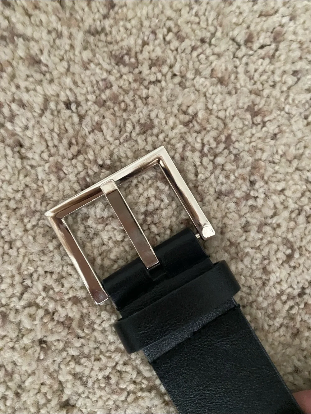 Black Star-Studded Leather Belt with Silver Buckle